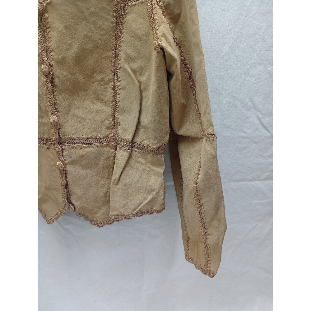 Suede Essentials Brown Patchwork Button Shirt Jac… - image 4